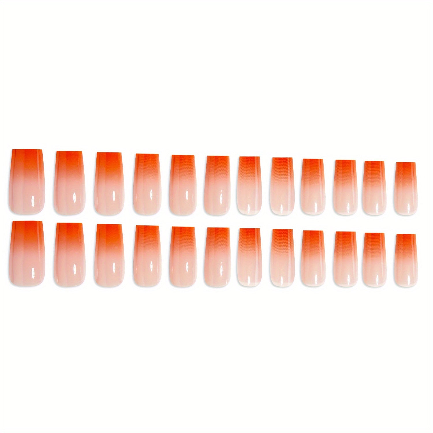 A Set of 24 Orange Gradient French Fake Nails, Perfect for DIY Valentine'S Day Gifts, Featuring Yellow Wearable Nails Suitable for Women And Girls. This Removable Press-On Nail Kit Comes with Jelly Glue And a File.